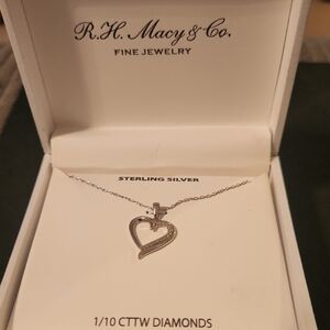 Sterling Silver Heart With 1/10 CTTW Diamonds